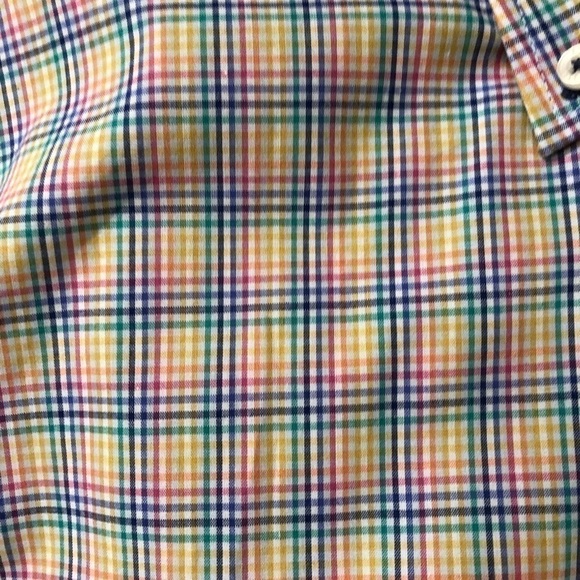 Alan Flusser Pastel Plaid Button Down Size L NWOT - Picture 2 of 8